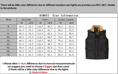 DIMUSI Autumn Winter Men Vest Male Cotton Thick Warm Waistcoat Fleece Thermal Soft Vests Mens Windproof Sleeveless Jacket 7XL