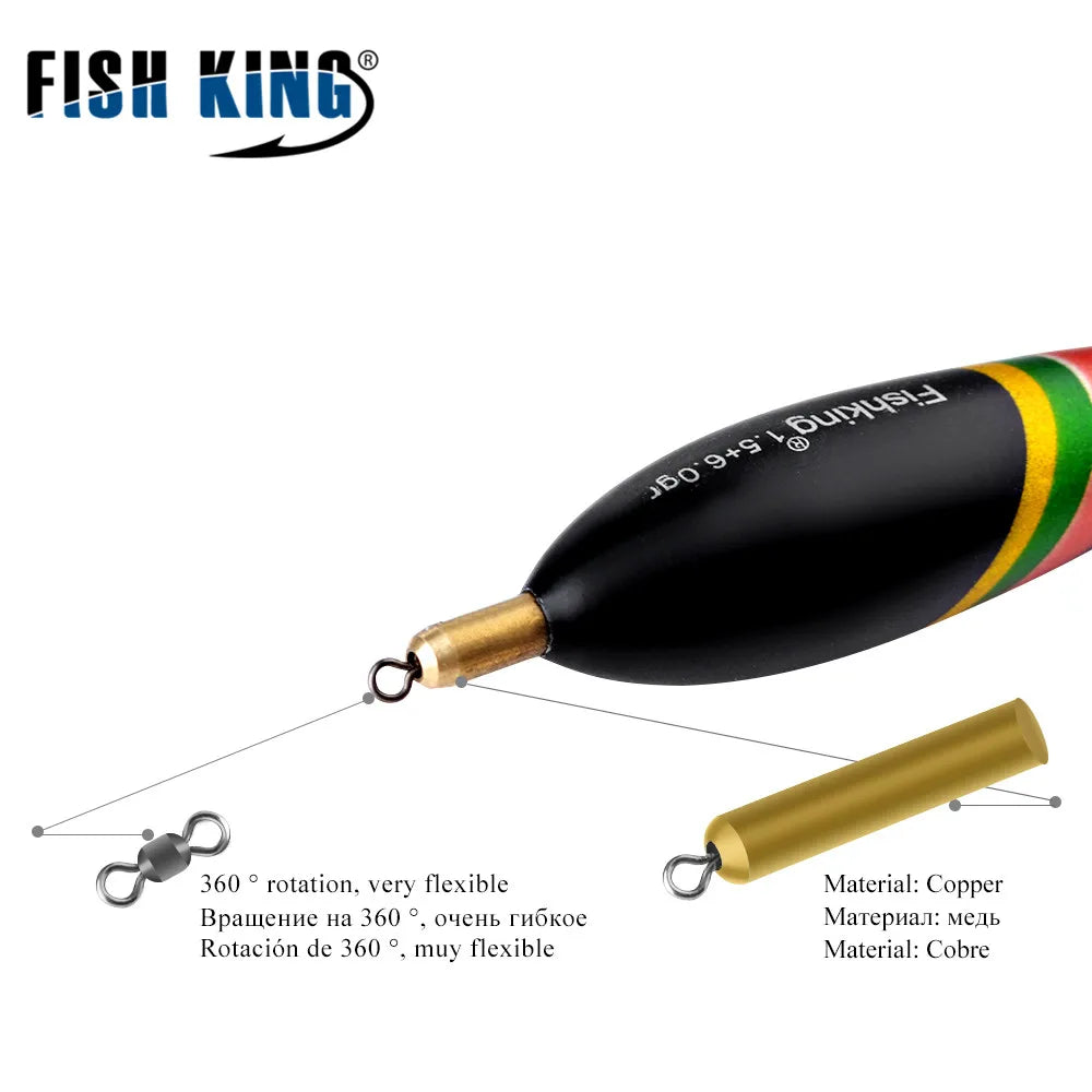 FISH KING 5pcs/lot Mixed Size Balsa Bobber Cork Barguzinsky Fir Float Vertical Pesca For Carp Fishing Float Fishing Tackle