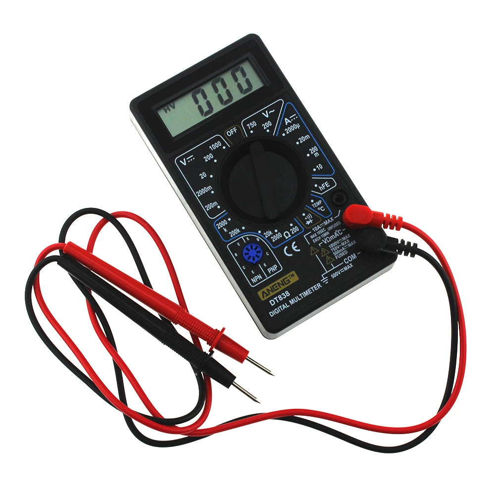 DT838 DT830B Digital Multimeter Tester Voltmeter Measuring Current Resistance Temperature Meter ACDC Ammeter Test Lead Probe