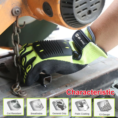 NMSafety Cut Resistant Level 5 Safety Work Wholesale Touch Anti Vibration Impact Mechanics Protective Gloves