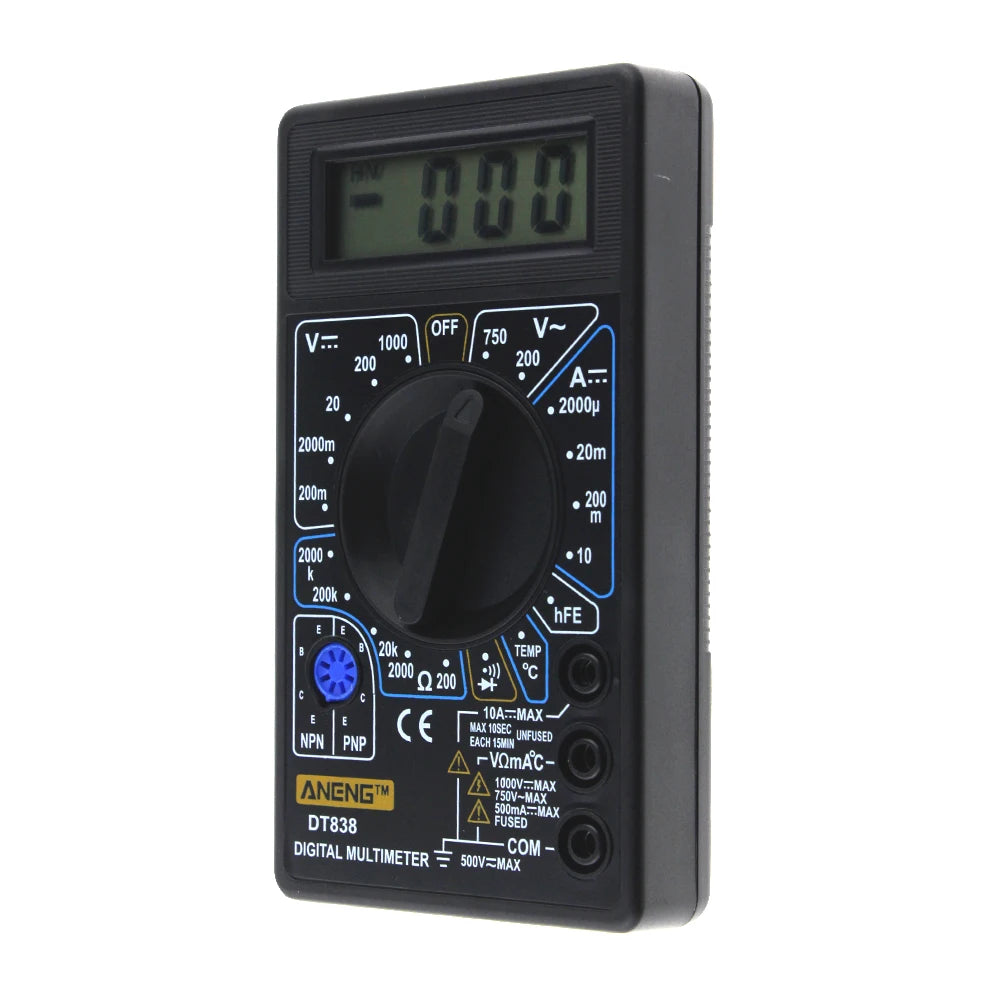 DT838 DT830B Digital Multimeter Tester Voltmeter Measuring Current Resistance Temperature Meter ACDC Ammeter Test Lead Probe