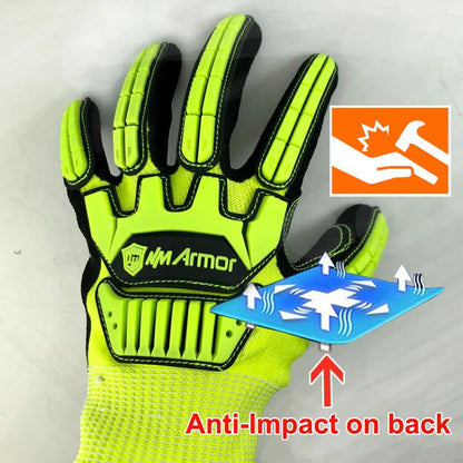 NMSafety Cut Resistant Level 5 Safety Work Wholesale Touch Anti Vibration Impact Mechanics Protective Gloves