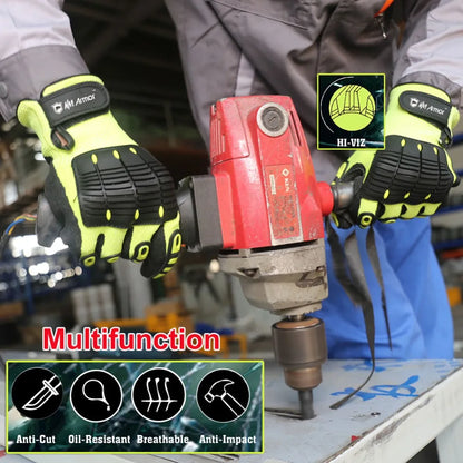 NMSafety Cut Resistant Level 5 Safety Work Wholesale Touch Anti Vibration Impact Mechanics Protective Gloves