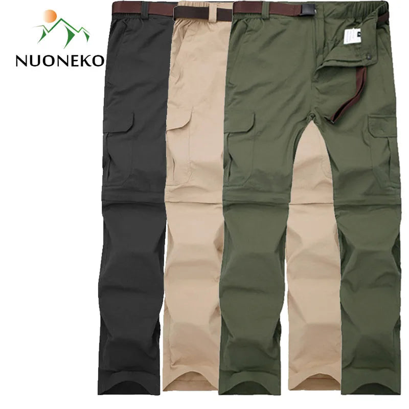 M-7XL Men's Summer Quick Dry Removable Hiking Pants Breathable Trousers Outdoor Sports Trekking Fishing Waterproof Shorts PN18