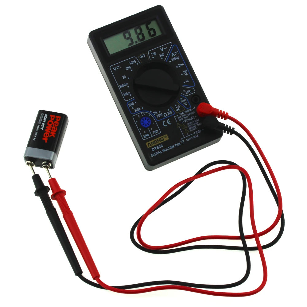 DT838 DT830B Digital Multimeter Tester Voltmeter Measuring Current Resistance Temperature Meter ACDC Ammeter Test Lead Probe