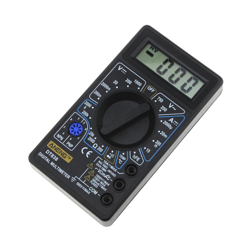 DT838 DT830B Digital Multimeter Tester Voltmeter Measuring Current Resistance Temperature Meter ACDC Ammeter Test Lead Probe