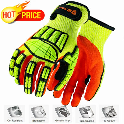 NMSafety Cut Resistant Level 5 Safety Work Wholesale Touch Anti Vibration Impact Mechanics Protective Gloves