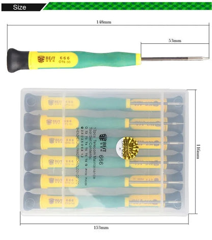 BST-666 Precision 12 in 1 Screwdriver Set Mobile Phone PC Tablet Disassemble Repair Kit Phillips Torx Screw Drivers