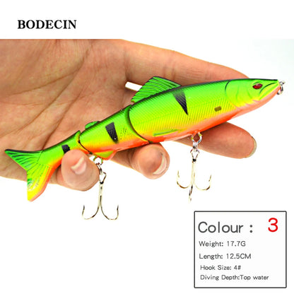 1pc 17.7g 125mm Crankbaits Fishing Lures Hard Bait Artificial Wobbler For Pike Peche 3 Segments Minnow Swimbait With Steel Ball