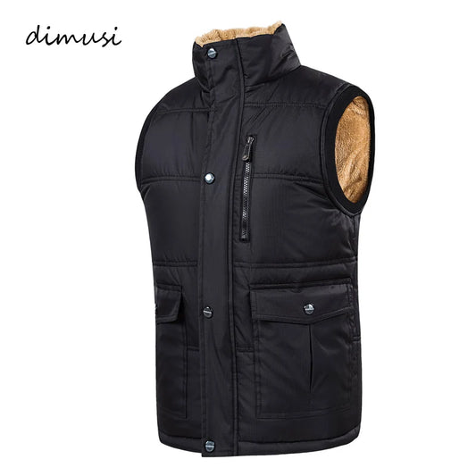 DIMUSI Autumn Winter Men Vest Male Cotton Thick Warm Waistcoat Fleece Thermal Soft Vests Mens Windproof Sleeveless Jacket 7XL 