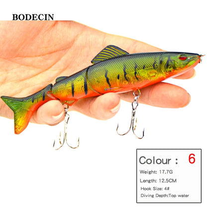 1pc 17.7g 125mm Crankbaits Fishing Lures Hard Bait Artificial Wobbler For Pike Peche 3 Segments Minnow Swimbait With Steel Ball