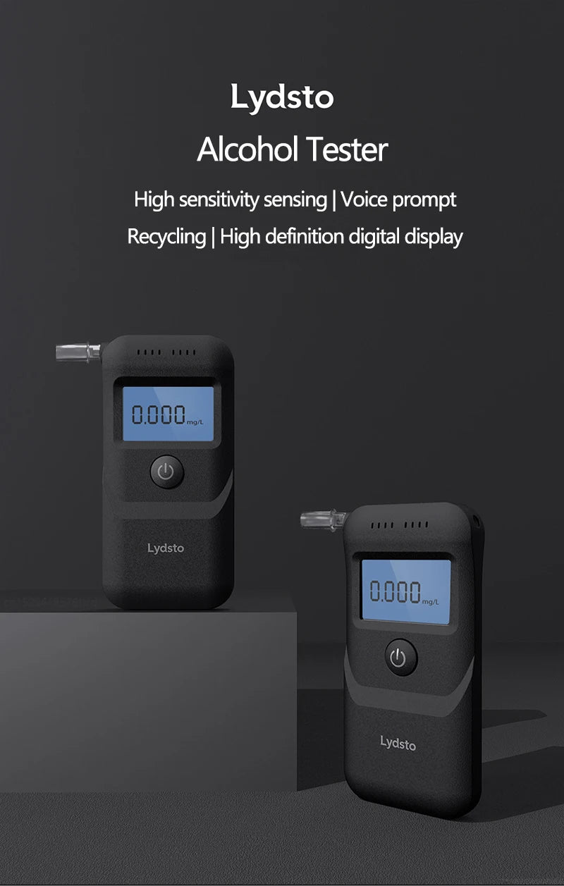 Hydsto 10 pcs Digital Alcohol Tester nozzles Professional Alcohol Detector Breathalyzer Alcotester LCD Display Drunk Test