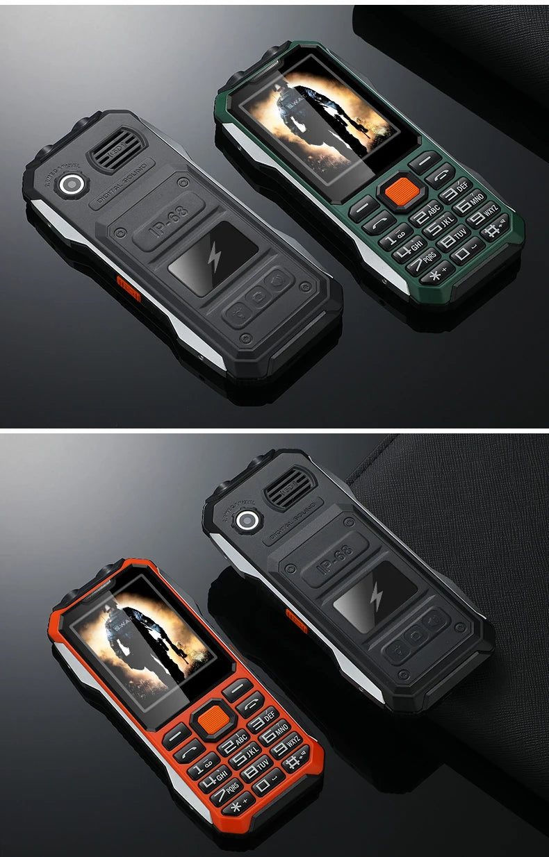 Durable Rugged Slim Outdoor Key Feature Phone Non waterproof Torch SOS Call Speed Dial Black FM list Auto Recorder Long Standby