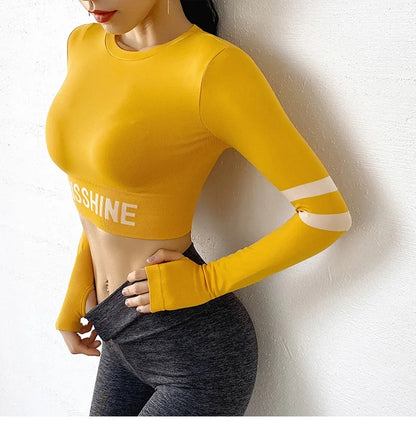 Cloud Hide Fitness Yoga Shirt Sexy Sports Gym Tank Crop Top Running Long Sleeve Blouse Winter T-Shirt Women Workout Sportswear