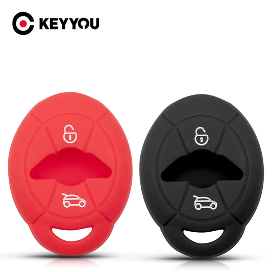 KEYYOU Silicone Key Case For BMW Mini Cooper S R50 R53 Two 2 Buttons Remote Protective Cover Jacket Skin Protector