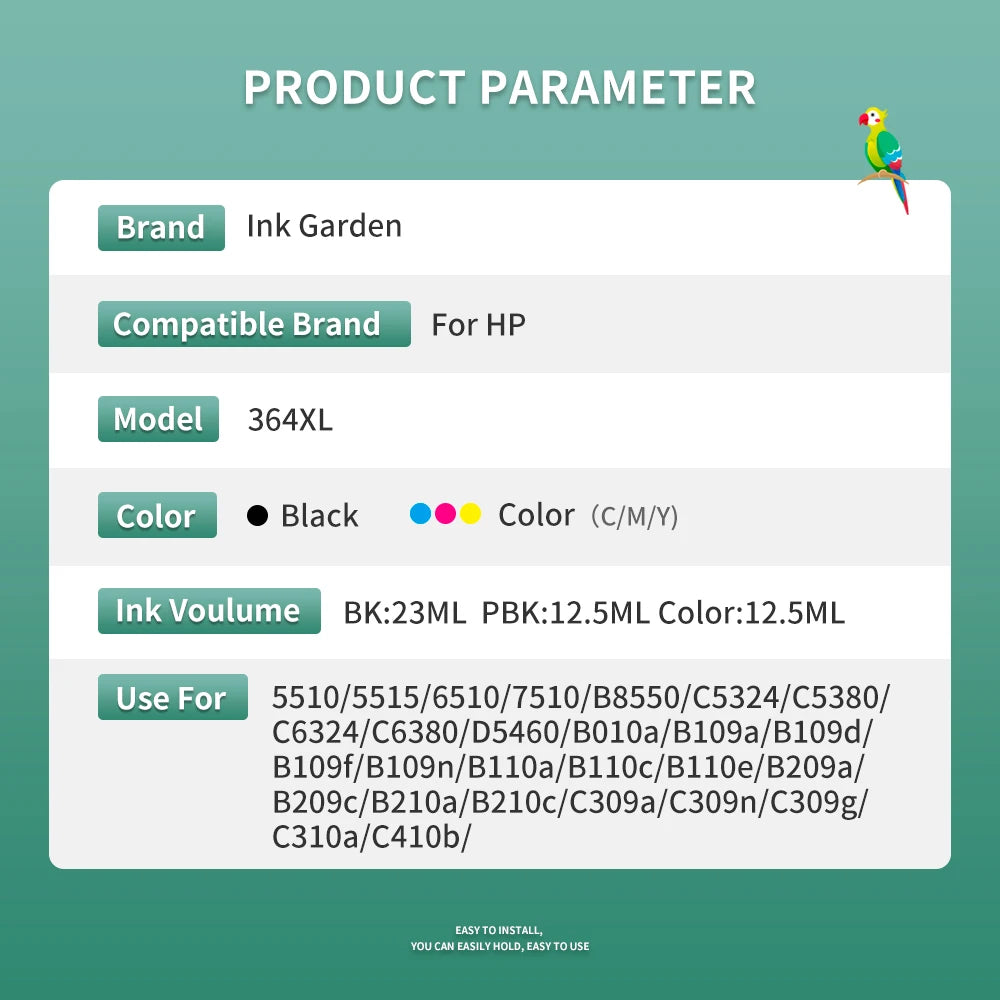 InkGarden Ink Cartridge For HP 364XL 364 XL HP364 Compatible Photosmart 5520 5522 5524 6510 6512 6515 4620 4610 4622 Printer