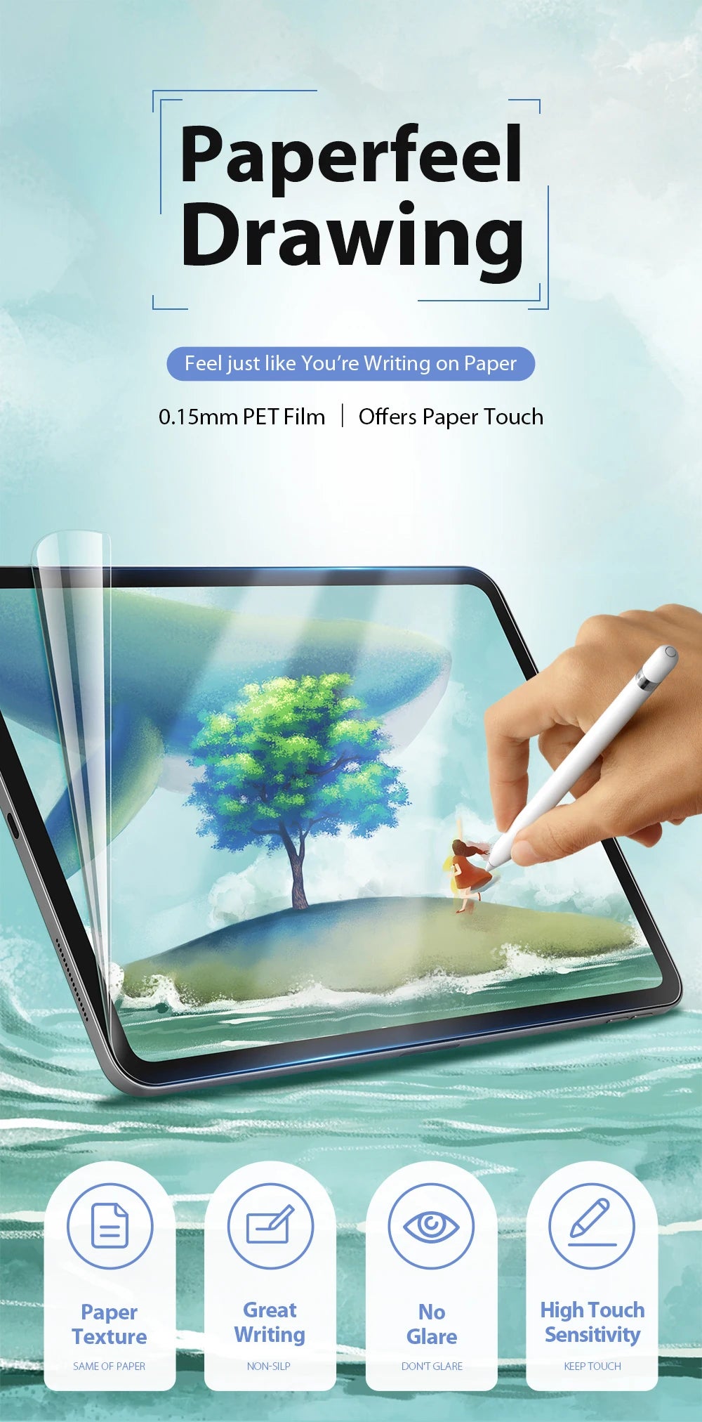 Paper Feel Screen Protector For iPad 10th Gen 2022 Pro 11 Air 2 3 4 5 9.7 10.5 10.9 iPad 10.2 7th 8th 9th Gen mini 1 2 3 4 5 6