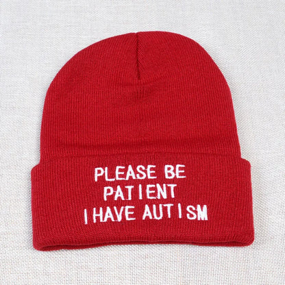 Please Be Patient I Have Autism letter Embroidery Knitted Hat men women Warm Winter Beanie Outdoor Sports Skiing Beanies