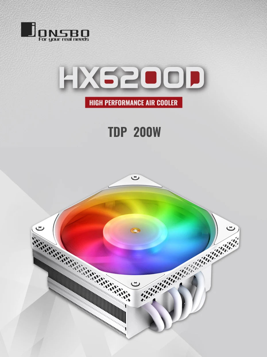 Jonsbo HX6200D CPU Cooler 6 Heat Pipe Air-Cooled Downward Pressure ARGB Radiator White  12generation Intel LGA1700 1200 115X AM4