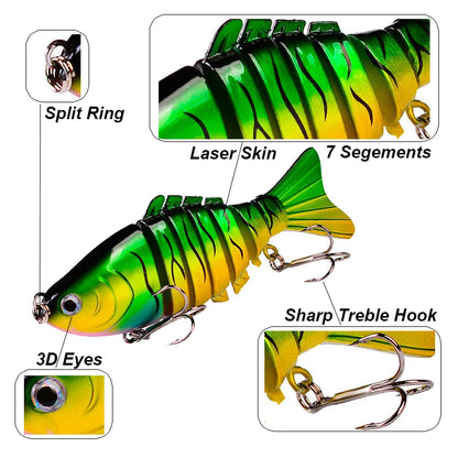 YUCONG 1PC Sinking Wobblers Fishing Lure 15g-9.5cm Jointed Swimbait Bass Trolling Bait 7 Sections Artificial Hard Isca Pesca