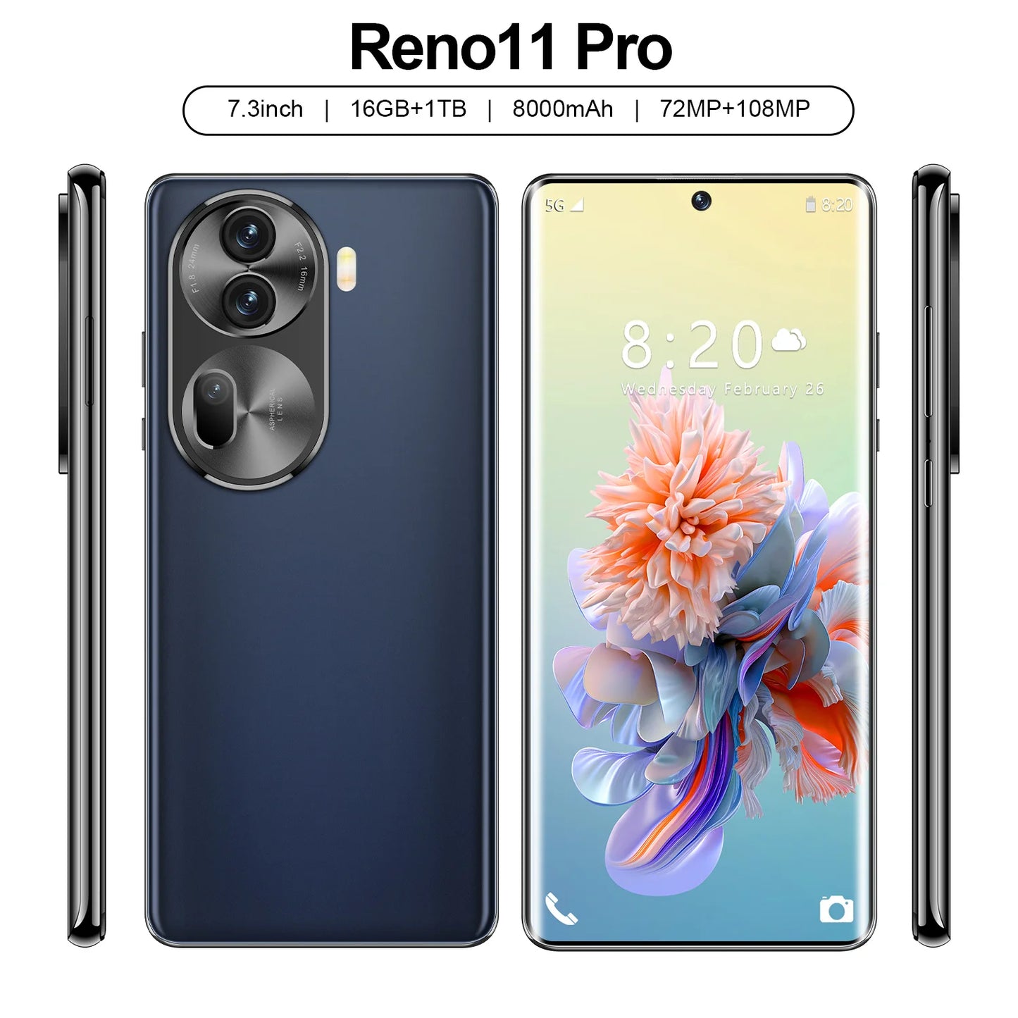 New arrival Reno11pro 7.3'' Sreen 5g sample oppo reno 11pro unlocked original mobile phone