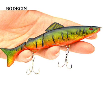 1pc 17.7g 125mm Crankbaits Fishing Lures Hard Bait Artificial Wobbler For Pike Peche 3 Segments Minnow Swimbait With Steel Ball