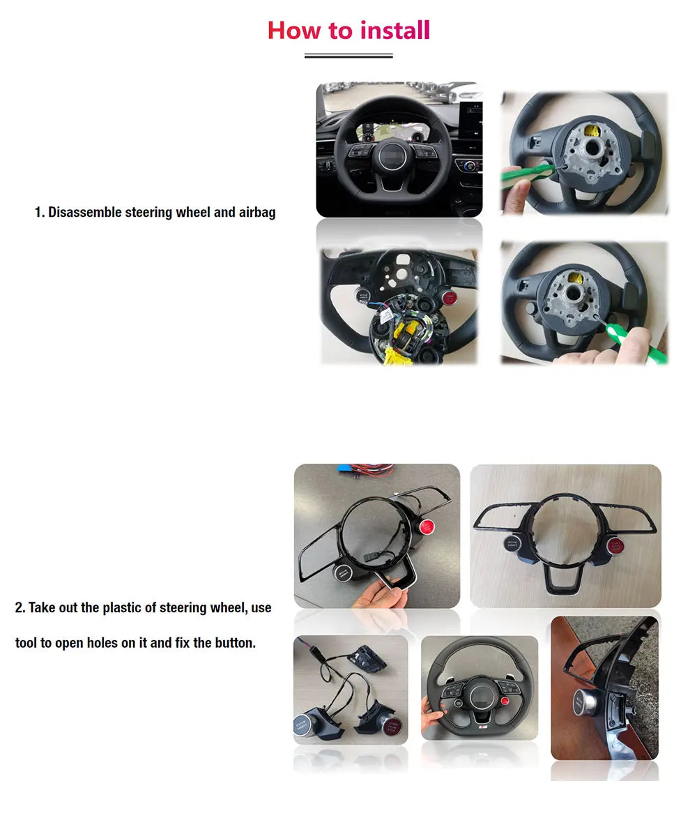 Realsun R8 Style Engine Start Stop Drive Select Steering Wheel Button For Audi A3 S3 A4 S4 A5 A6 A7 Q3 Q5 VW Skoda Cadillac Seat