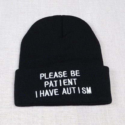 Please Be Patient I Have Autism letter Embroidery Knitted Hat men women Warm Winter Beanie Outdoor Sports Skiing Beanies