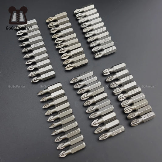 Free Shipping 10Pcs/Lot 25mm Phillips Bits Hex Shanked Anti Slip Screwdriver Bits Magnetic Single Head  PH1 / PH2 / PH3 PZ1 PZ2