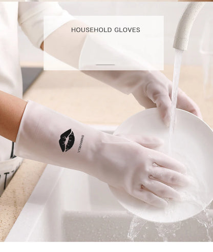 Housework Cleaning Gloves Laundry Waterproof Plastic Leather Household Cleaning Non-Slip Durable Kitchen Dishes And Dishes