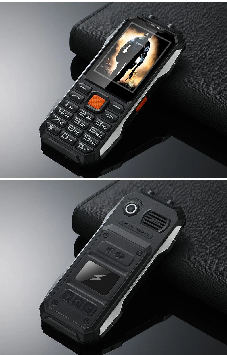 Durable Rugged Slim Outdoor Key Feature Phone Non waterproof Torch SOS Call Speed Dial Black FM list Auto Recorder Long Standby