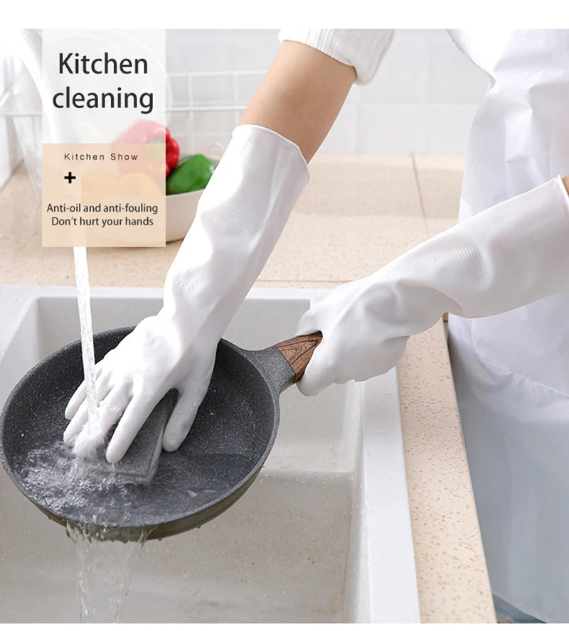 Housework Cleaning Gloves Laundry Waterproof Plastic Leather Household Cleaning Non-Slip Durable Kitchen Dishes And Dishes