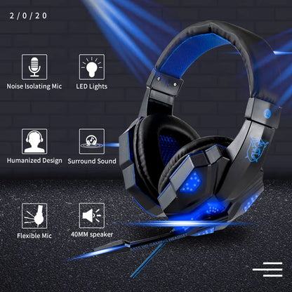 Professional Led Light Wired Gaming Headphones With Microphone For Computer PS4 PS5 Xbox Bass Stereo PC Gaming Headset Gifts