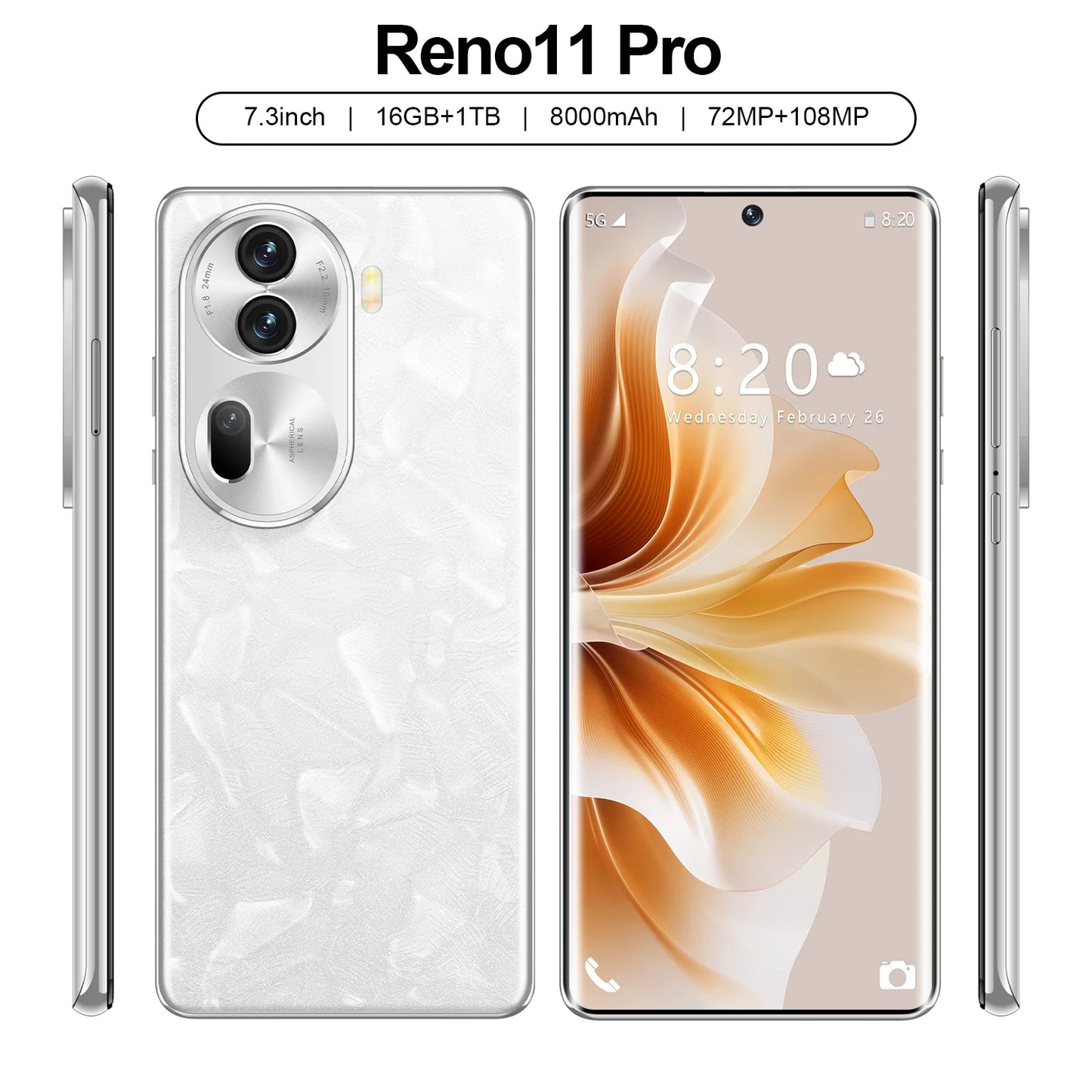 New arrival Reno11pro 7.3'' Sreen 5g sample oppo reno 11pro unlocked original mobile phone