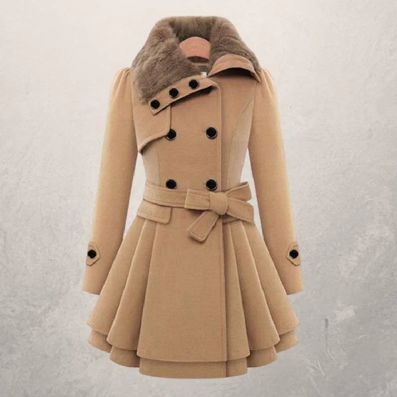 Fur Collar Trench Coat