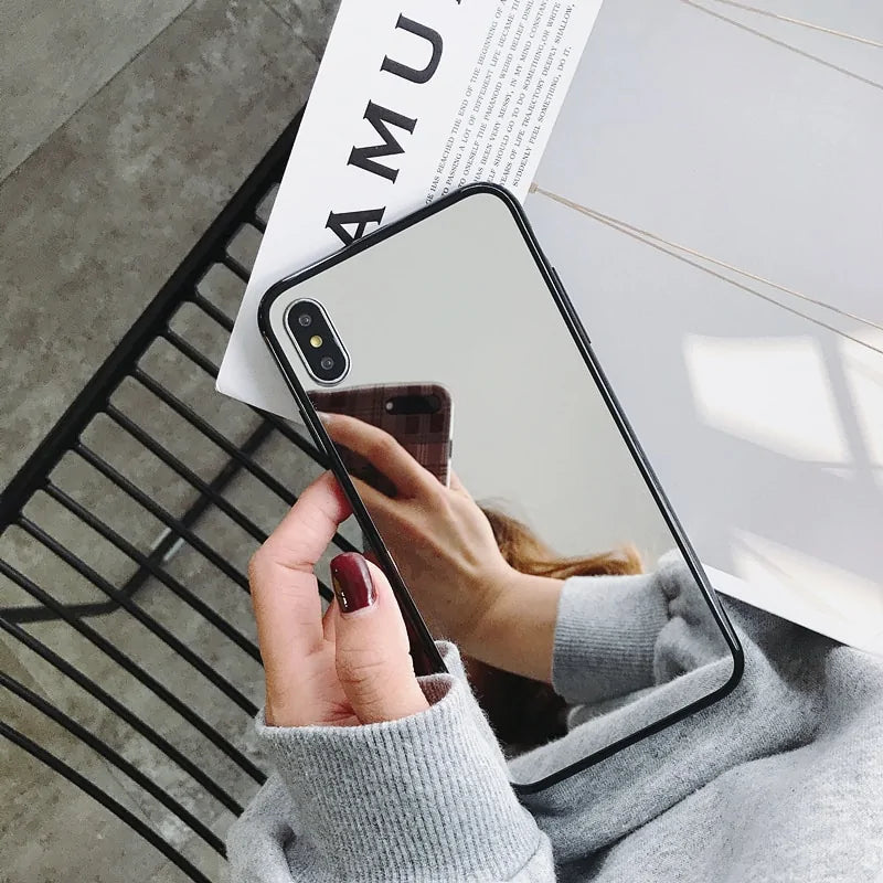 Black Edge Mirror Phone Case For iPhone