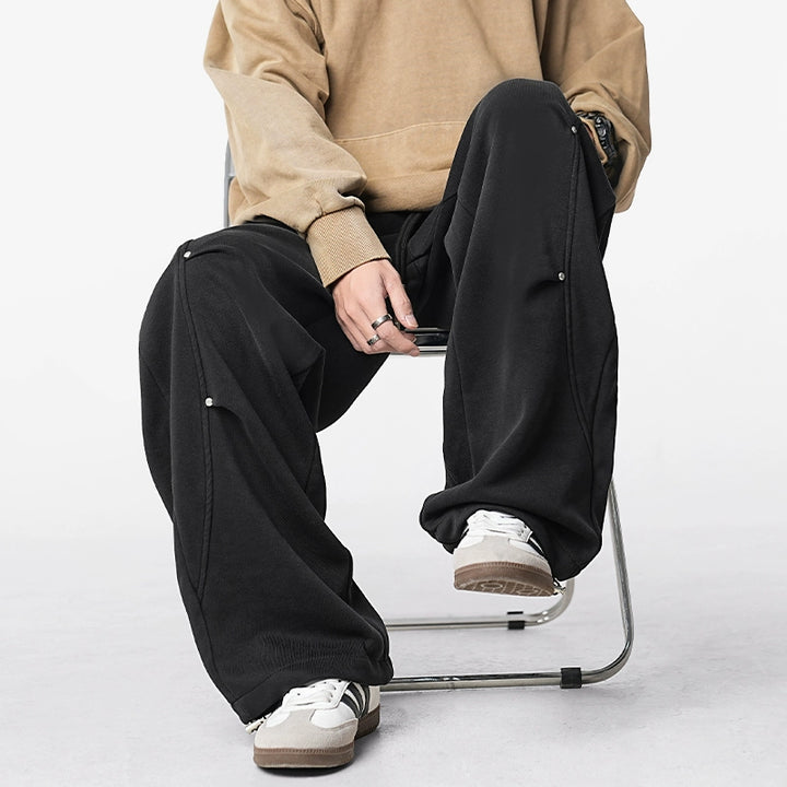 Pantaloni della tuta plissettati grigi retrò in stile giapponese