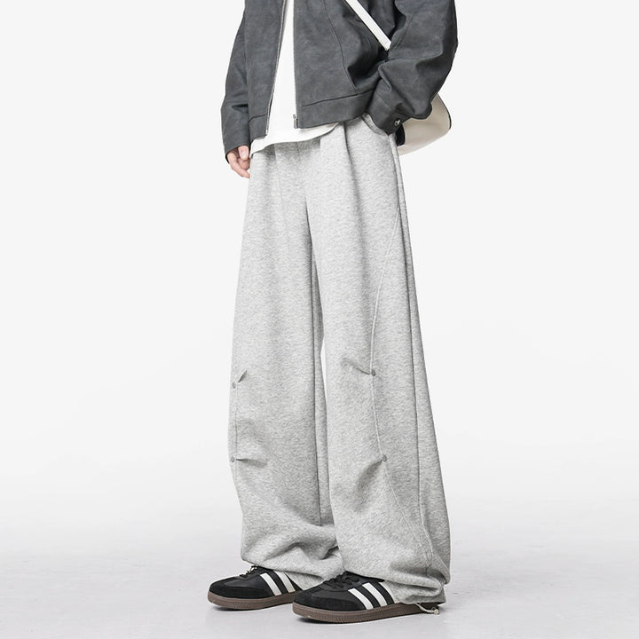 Pantaloni della tuta plissettati grigi retrò in stile giapponese