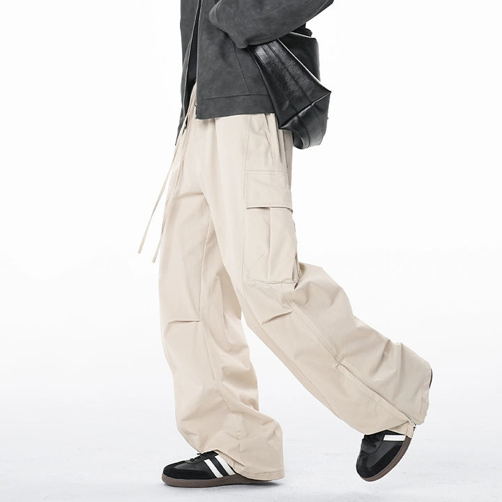 Pantaloni cargo dritti con cerniera laterale retrò in stile giapponese