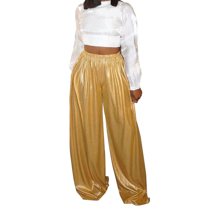 Pantaloni casual abbronzanti a gamba larga da donna
