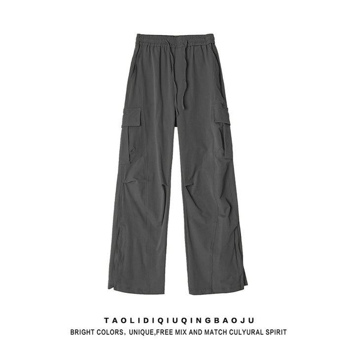Pantaloni cargo dritti con cerniera laterale retrò in stile giapponese