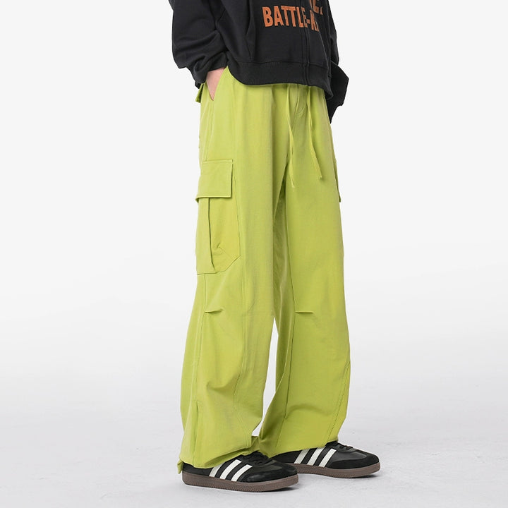 Pantaloni cargo dritti con cerniera laterale retrò in stile giapponese