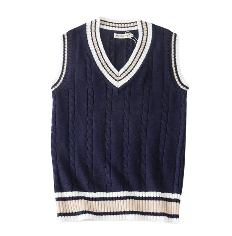 V-neck Sleeveless Knitted Sweater Vest