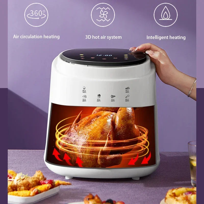 900W 110V-220V Household 8L Air Fryer No Oil Electric Fryer with Gridiron Intelligent Touch Screen Oven for Whole Chicken