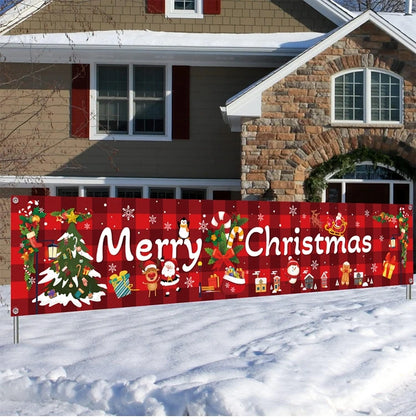 Christmas Outdoor Banner Flag Merry Christmas Decoration for Home 2024 Xmas Ornament Navidad Natal Noel Gift Happy New Year 2025