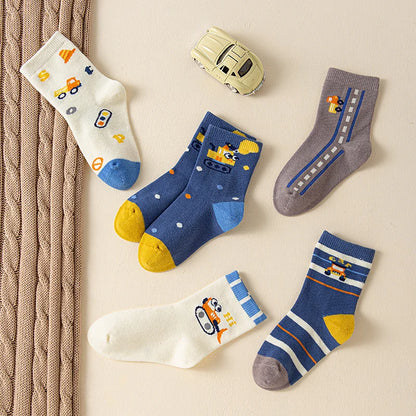 5 Pairs /Lot Baby Girl Soft Boneless Combed Cotton Socks Warm Cartoon Children's Socks For Boys Newborn Floor Socks Miaoyoutong