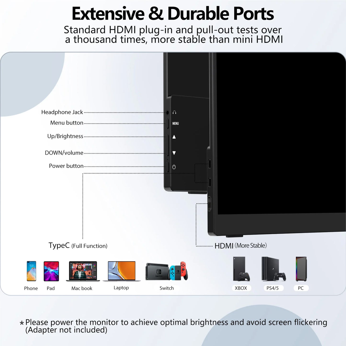 InnoView 15.6" Portable Monitor Touch Screen 1080P 1200:1 HDMI USB C Travel Monitor for Laptop, PC, Mac, Phone, Switch, PS