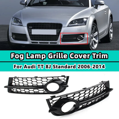 Pair Glossy Black Car Fog Lamp Grille For Audi TT 8J 2006-2014 Front Bumper Honeycomb Mesh Light Cover Exterior Accessories