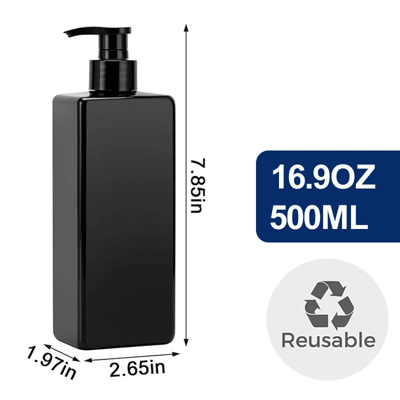 500ml Square Soap Dispenser Bottle With Rack Refillable Shampoo Container Holder Wall Mount Hanger Bathroom Kitchen Accessories