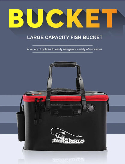 Mikanuo EVA Portable Folding Bucket For Fish Water With Handle Leakproof Outdoor Fishing Gear Black/Orange Tackle Bag